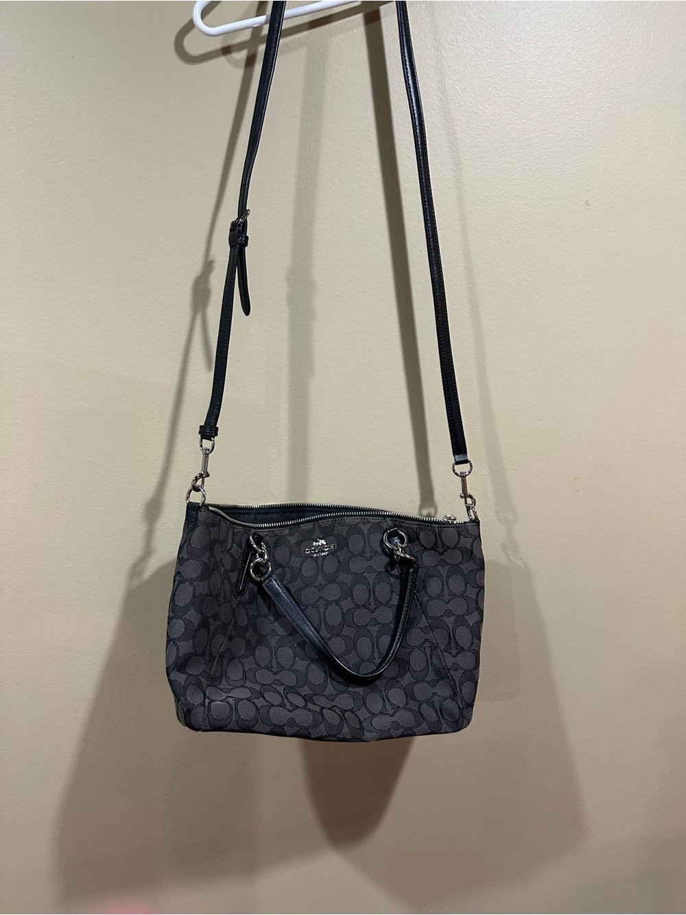 Coach Charcoal Signature Jacquard Shoulder Bag - Picture 3 of 3